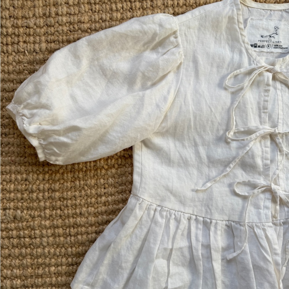 Not Perfect Linen MELINA Tie Blouse - Picture 4 of 5